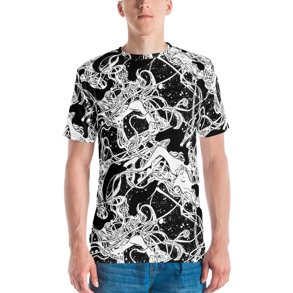 Chaos in Black on Men's Crew Neck T-Shirt — Front