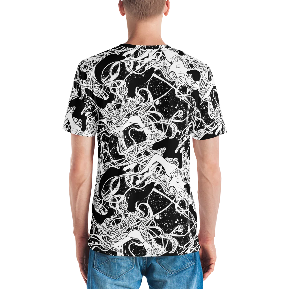 Chaos in Black on Men's Crew Neck T-Shirt — Back