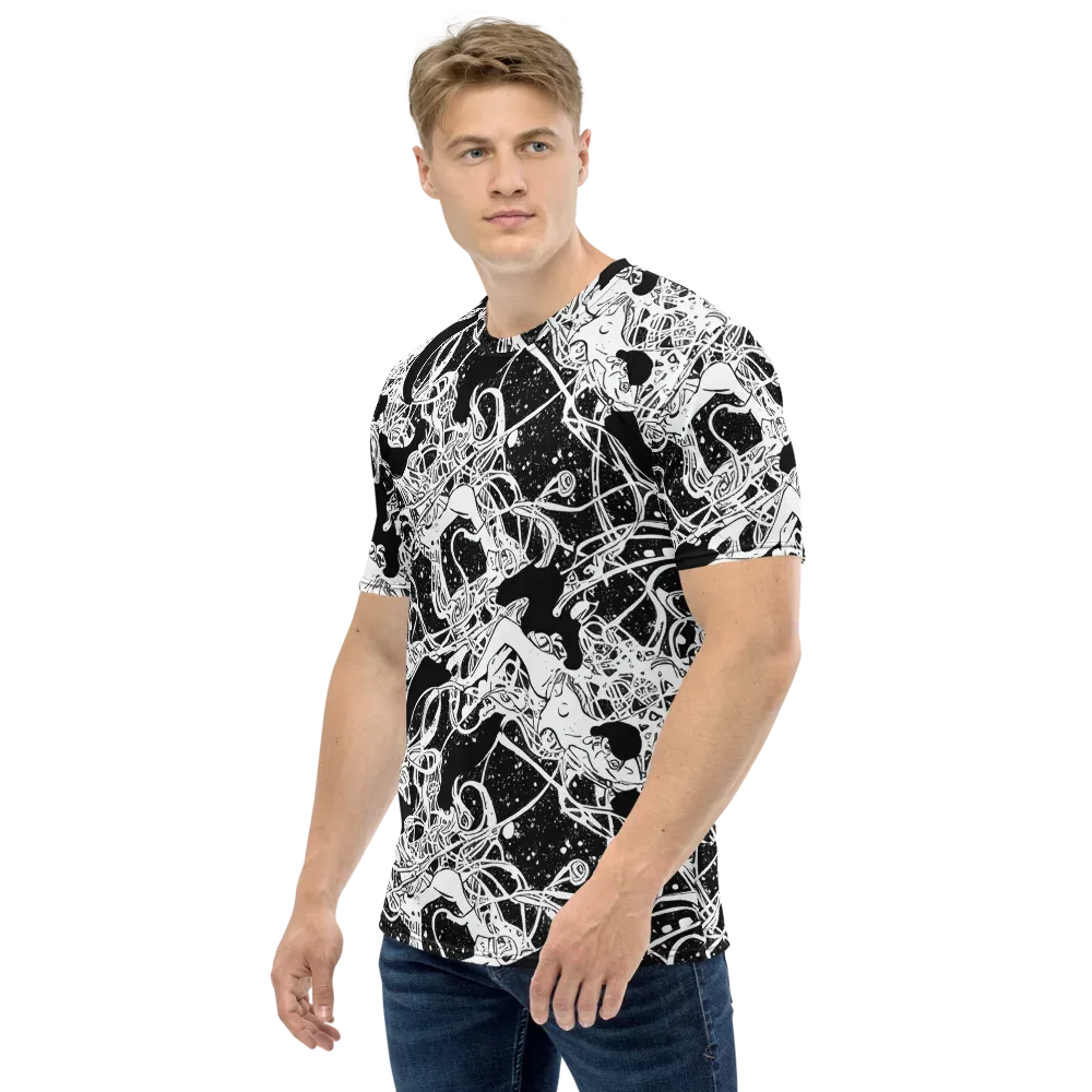 Chaos in Black on Men's Crew Neck T-Shirt — Left