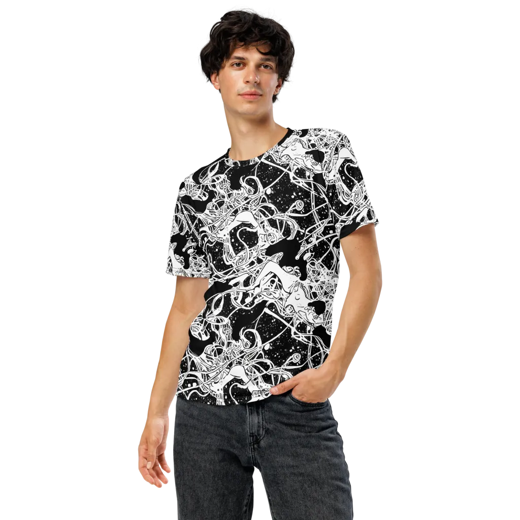 Chaos in Black on Men's Crew Neck T-Shirt — Front