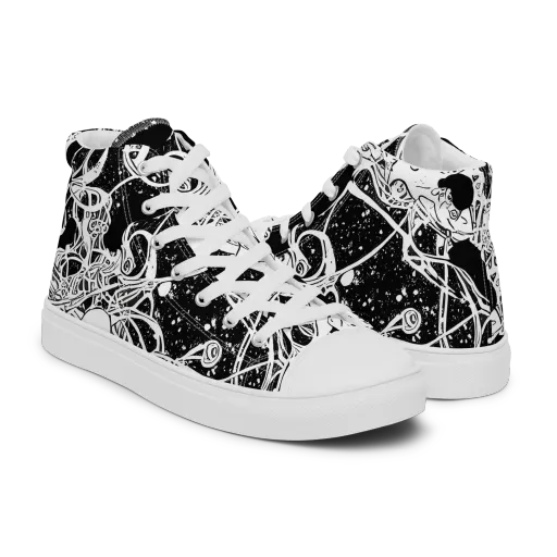 Chaos in Black on a Men's High Top Canvas Shoes