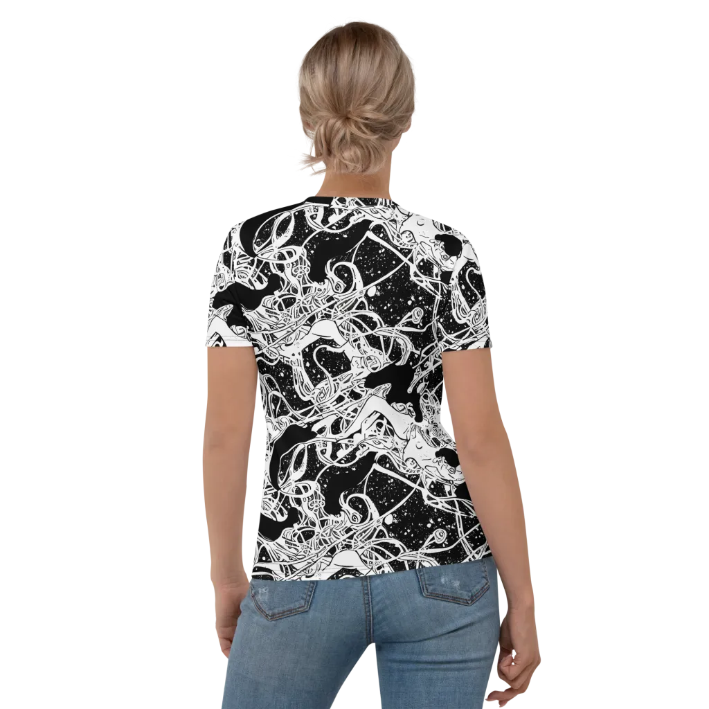 Chaos in Black on Women's Crew Neck T-Shirt — Back