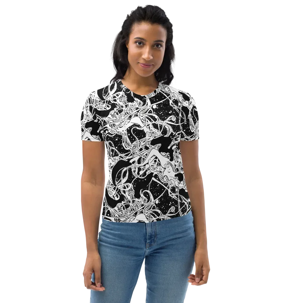 Chaos in Black on Women's Crew Neck T-Shirt — Front