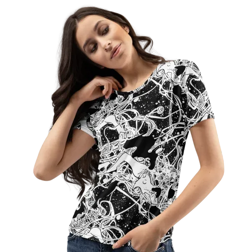 Chaos in Black on a Women's Crew Neck T-Shirt