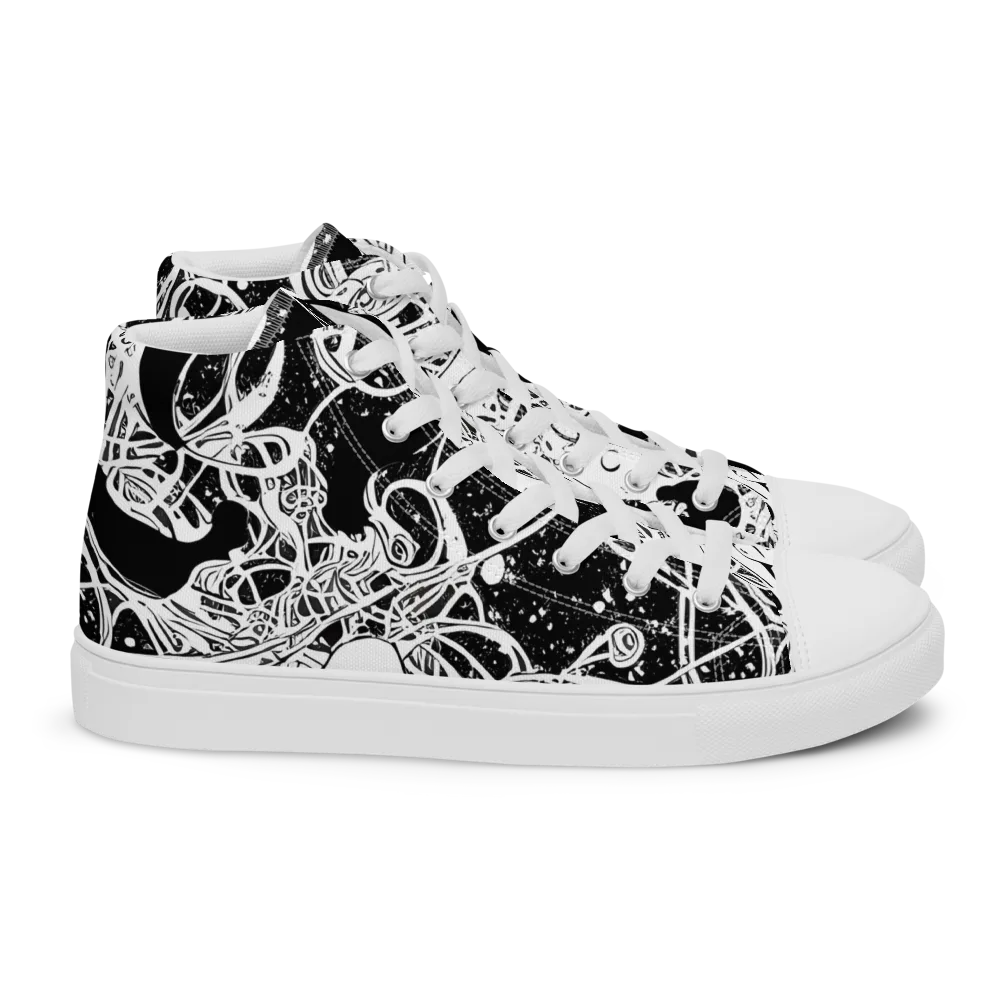 Chaos in Black on Women's High Top Canvas Shoes — Right