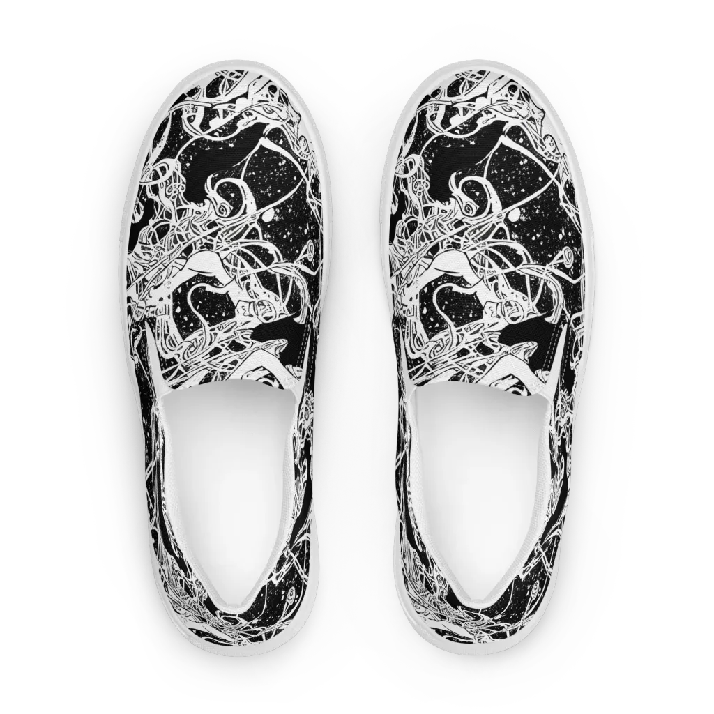 Chaos in Black on Men's Slip-On Canvas Shoes — Front