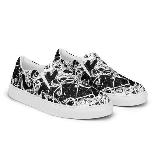 Chaos in Black on a Men's Slip-On Canvas Shoes