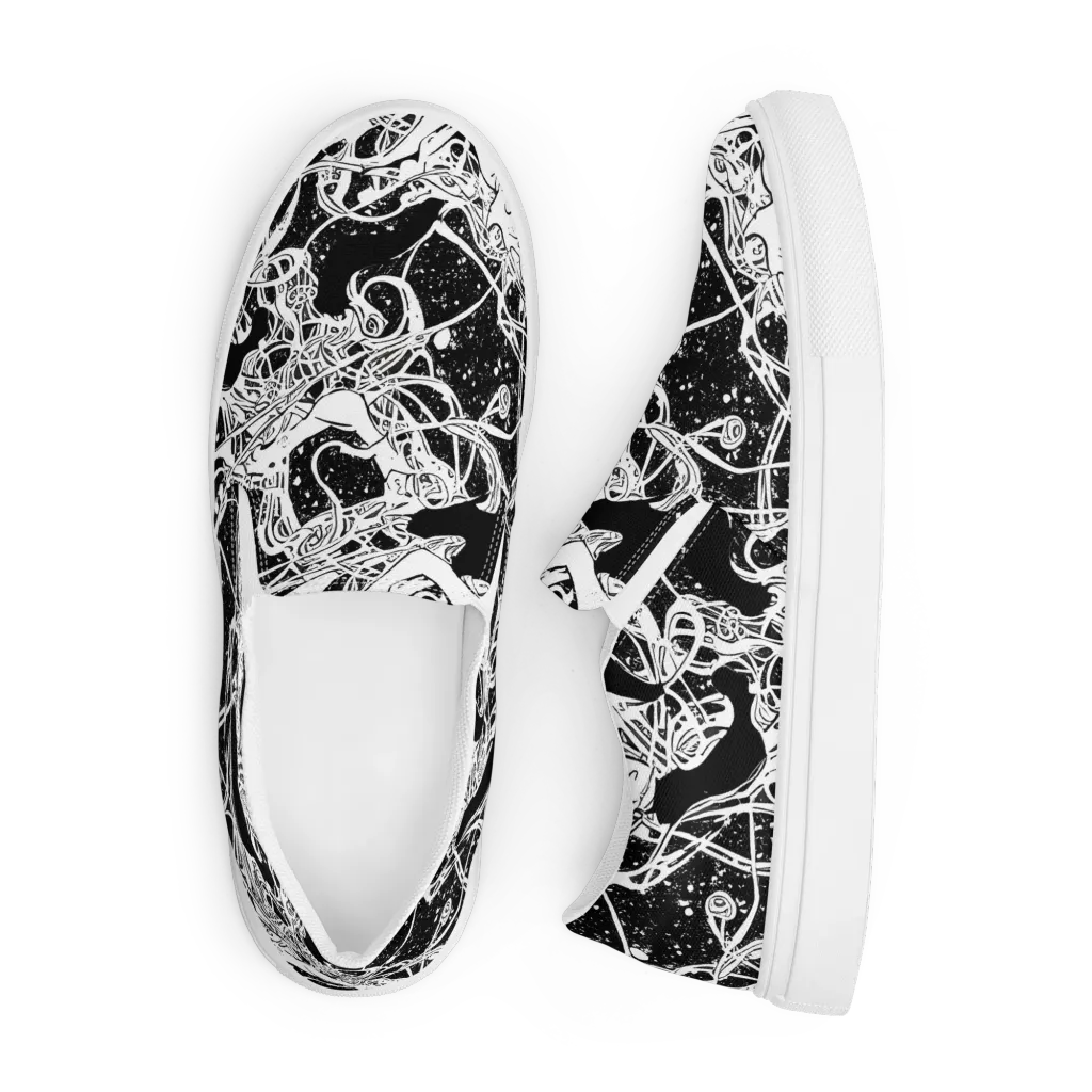 Chaos in Black on Men's Slip-On Canvas Shoes — Front
