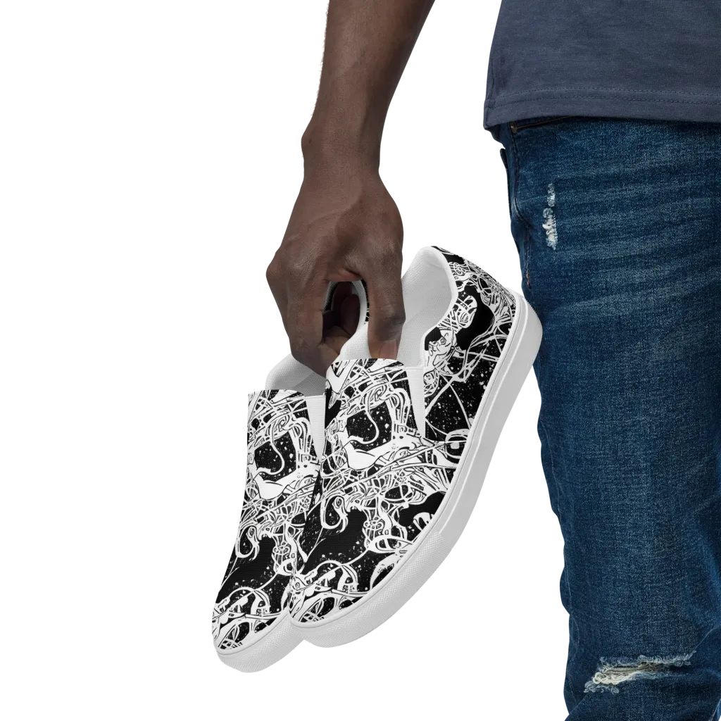 Chaos in Black on Men's Slip-On Canvas Shoes — Left Front