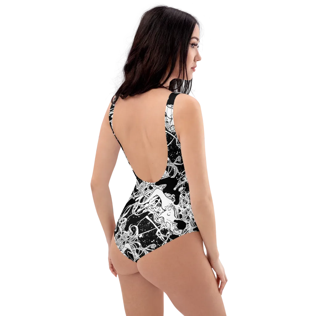 Chaos in Black on One-Piece Swimsuit — Right Back