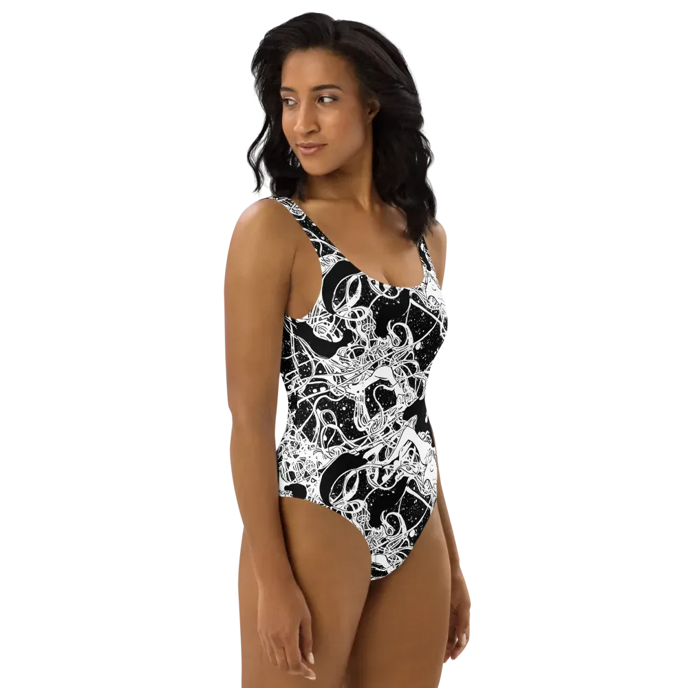 Chaos in Black on One-Piece Swimsuit — Right