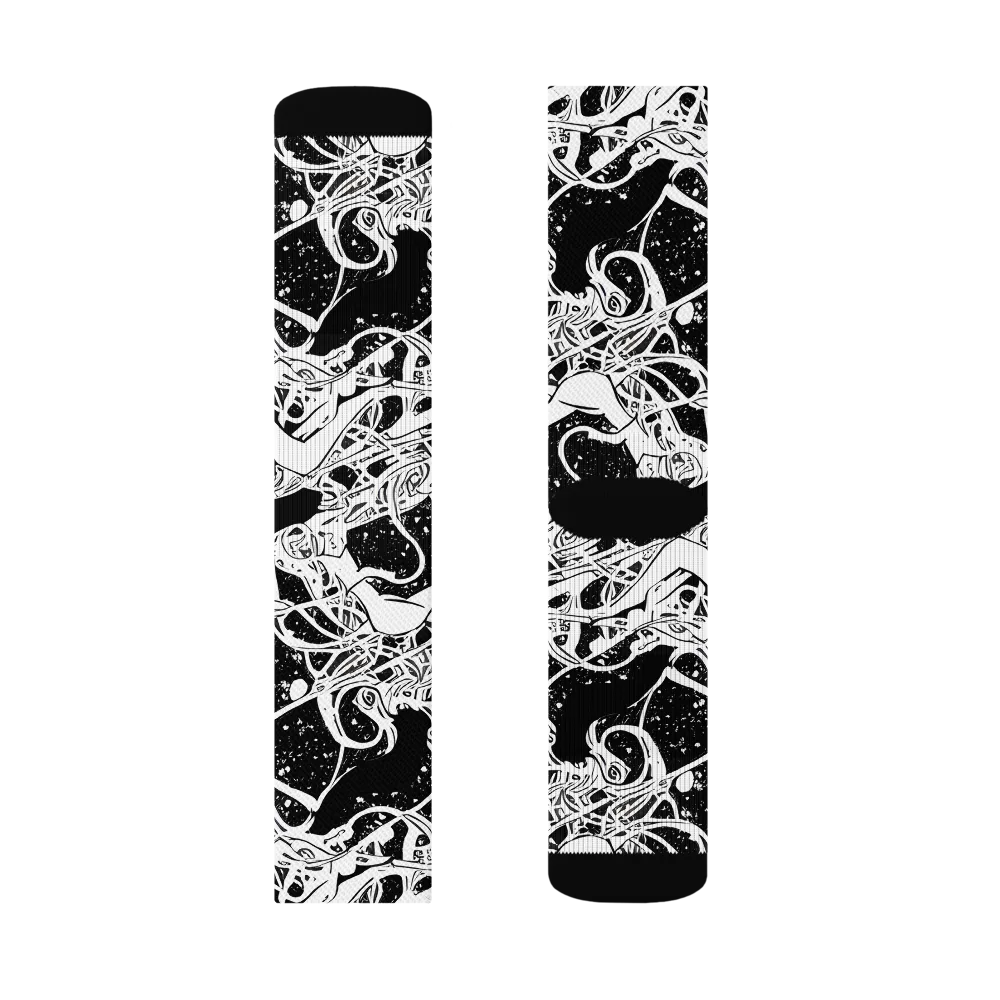 Chaos in Black on Socks — Left Sock