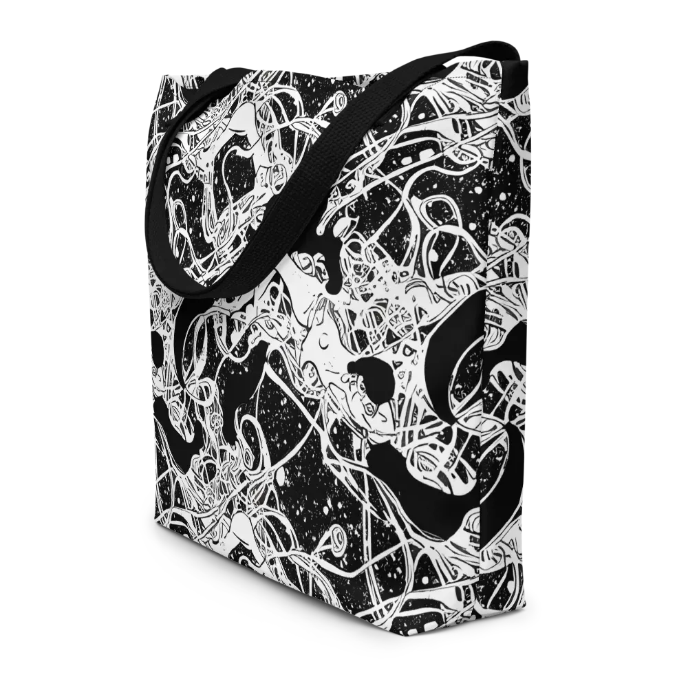 Chaos in Black on Large Tote Bag W/ Pocket — Front