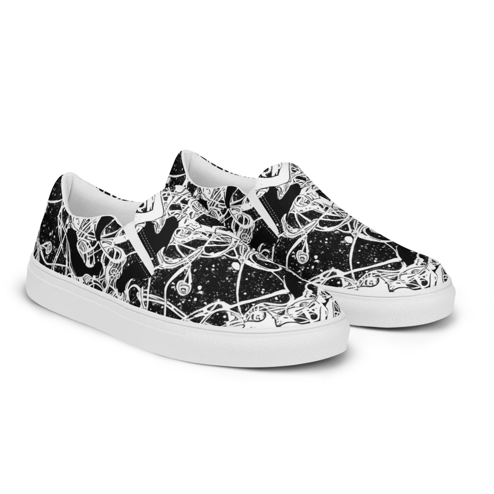 Chaos in Black on Women's Slip-On Canvas Shoes — Right Front