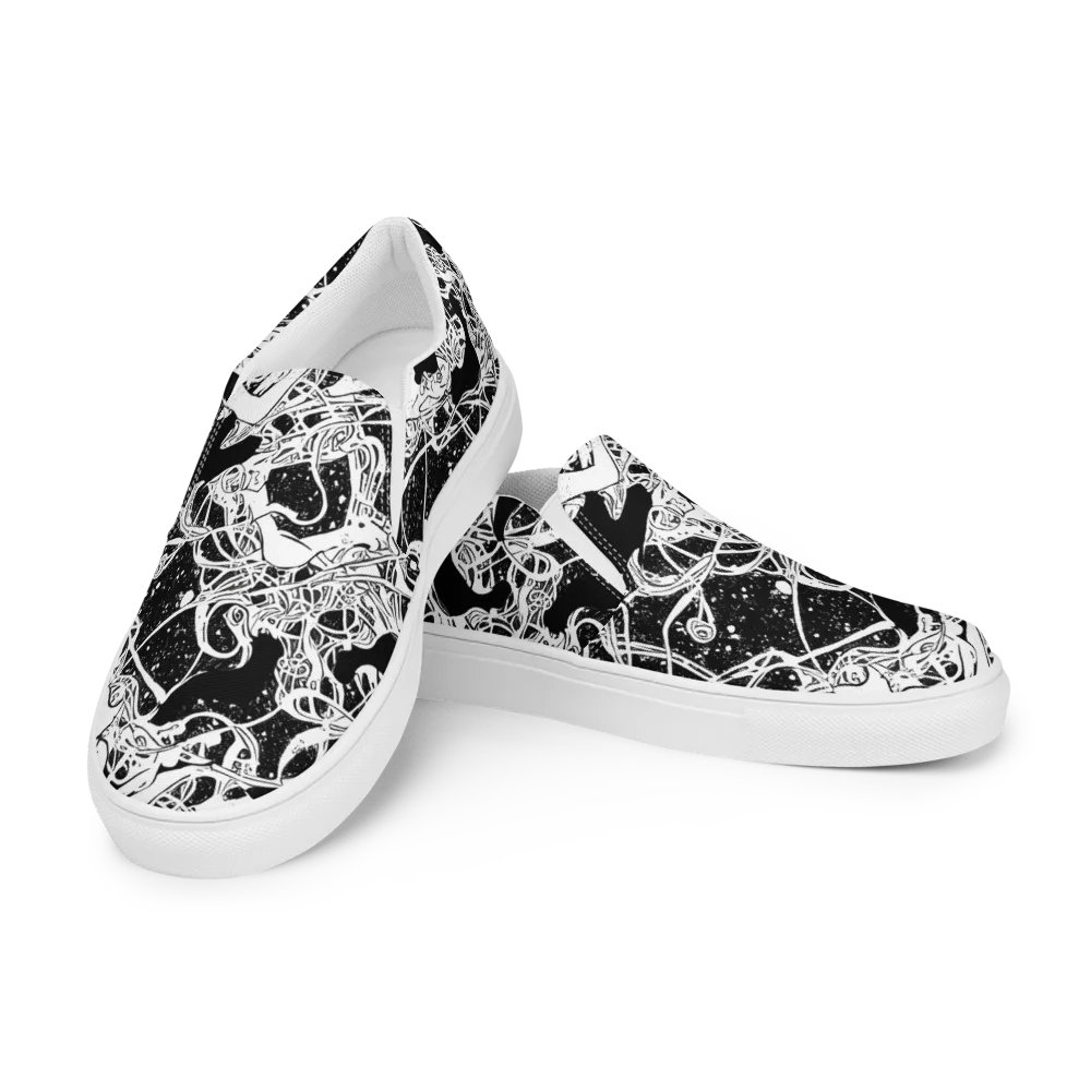 Chaos in Black on Women's Slip-On Canvas Shoes — Left Front