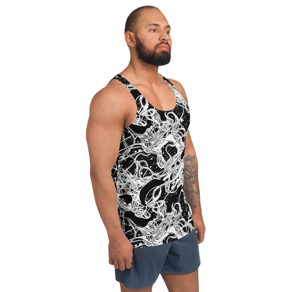 Chaos in Black on Men's Tank Top — Right Front