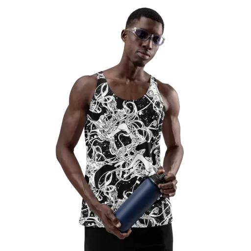 Chaos in Black on a Men's Tank Top
