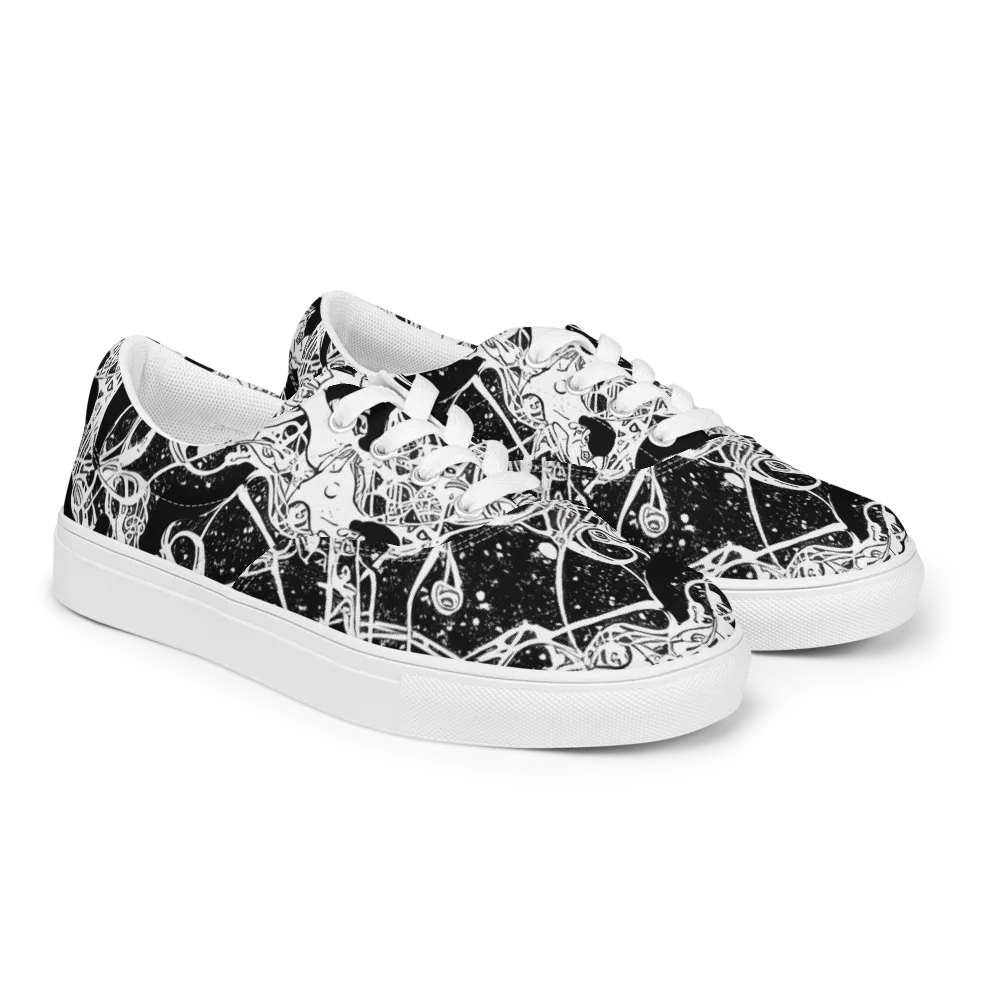 Chaos in Black on Men's Lace-Up Canvas Shoes — Right Front