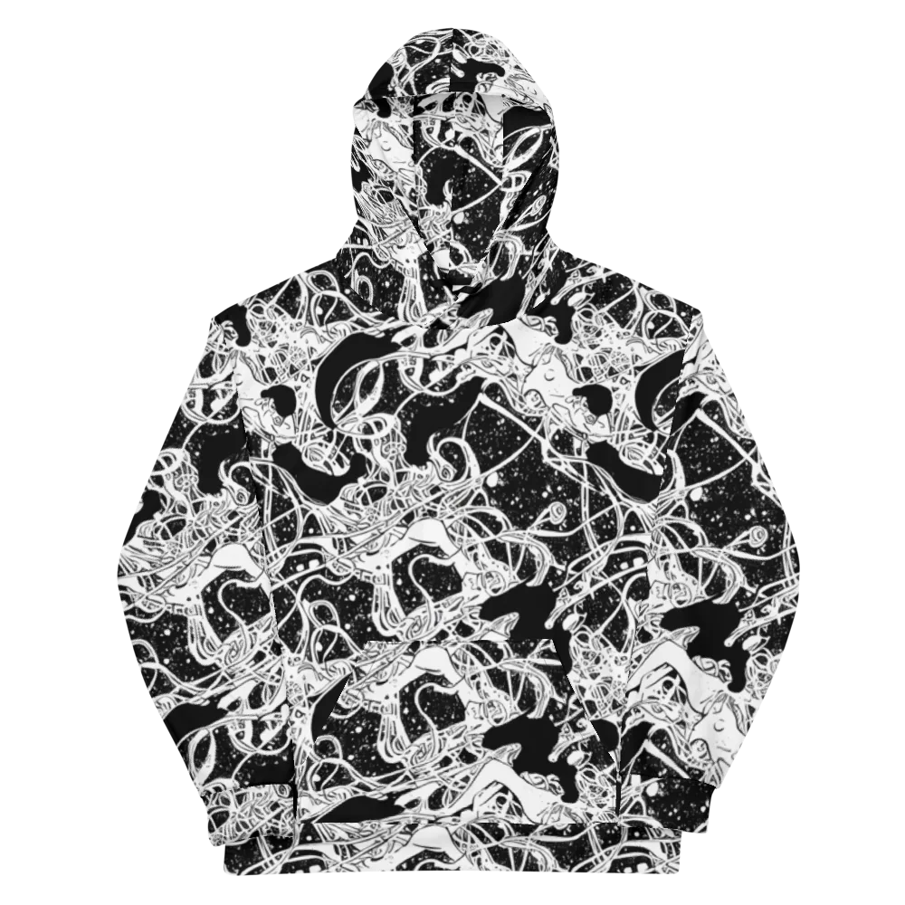 Chaos in Black on Cotton Hoodie — Front
