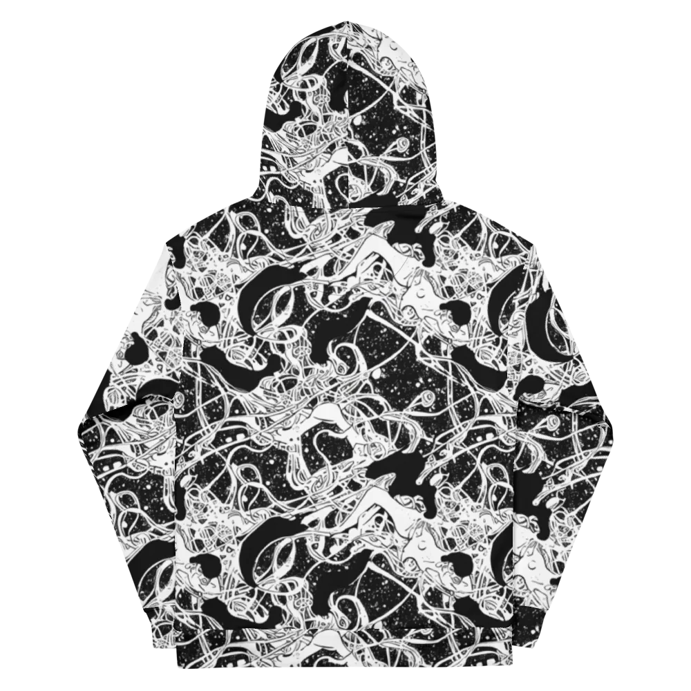 Chaos in Black on Cotton Hoodie — Back