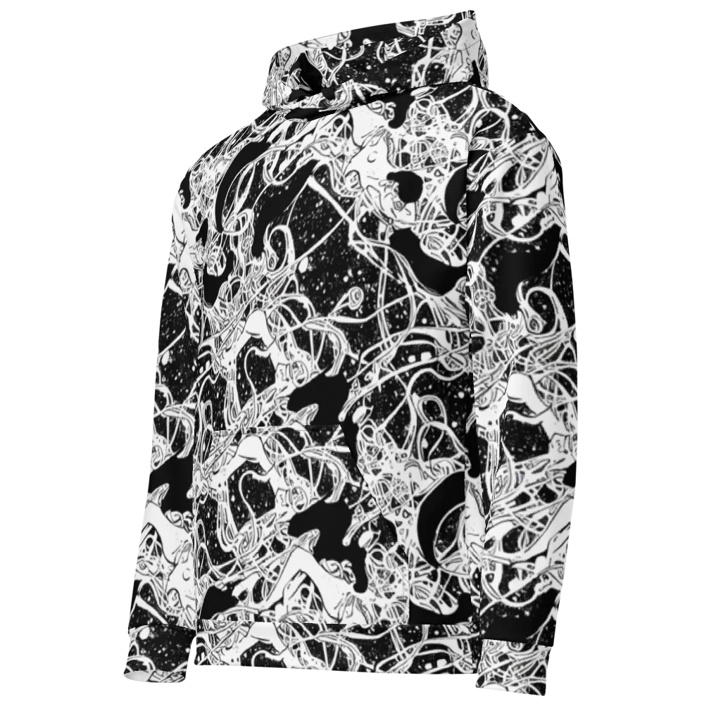 Chaos in Black on Cotton Hoodie — Left Front