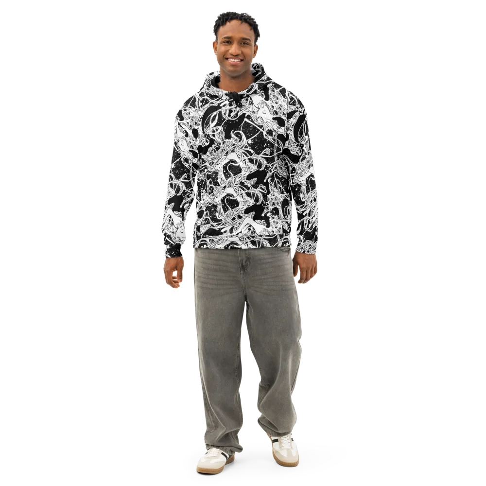 Chaos in Black on Cotton Hoodie — Front