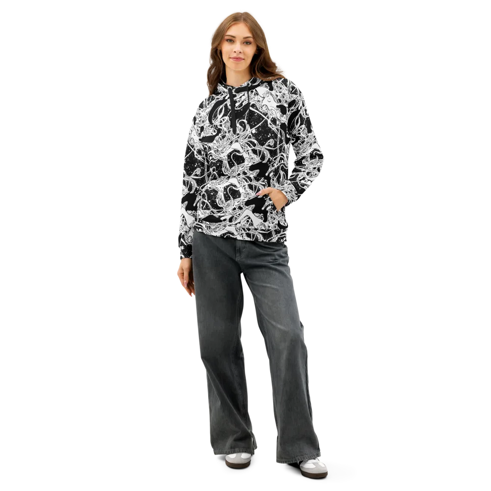 Chaos in Black on Cotton Hoodie — Front