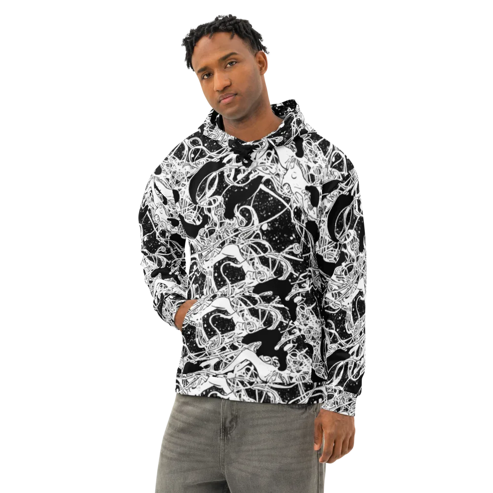 Chaos in Black on Cotton Hoodie — Left Front