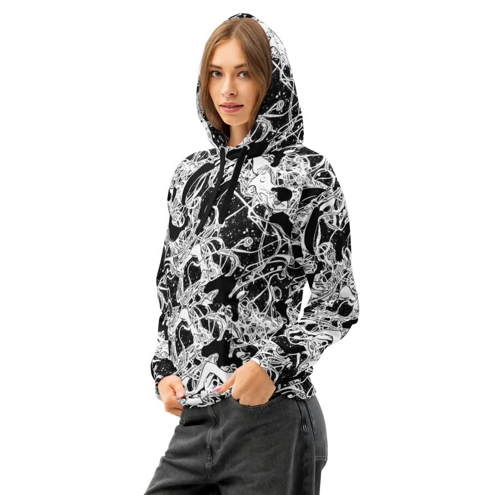 Chaos in Black on Cotton Hoodie — Left Front