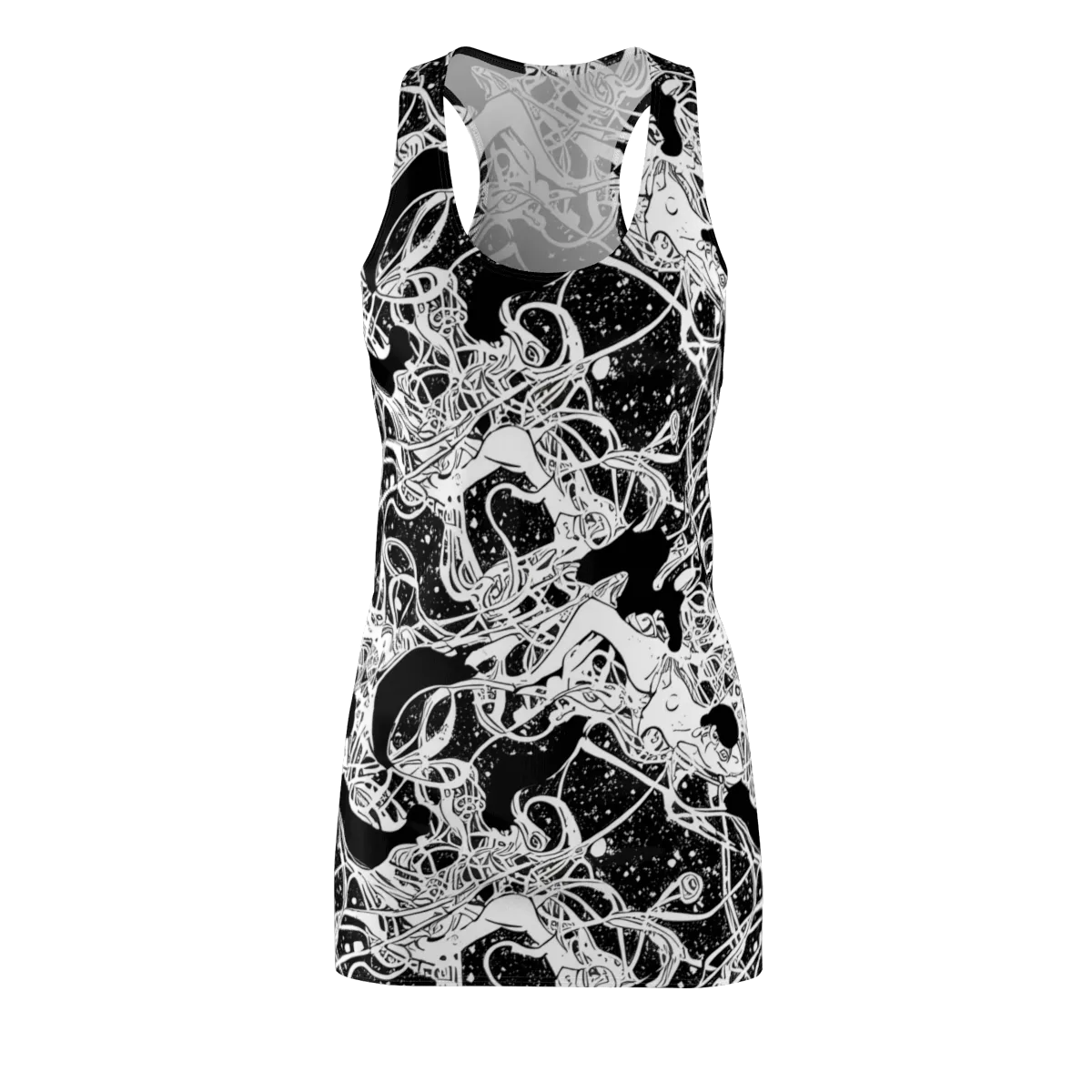 Chaos in Black on Racerback Dress — Front