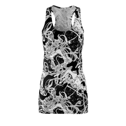 Chaos in Black on a Racerback Dress