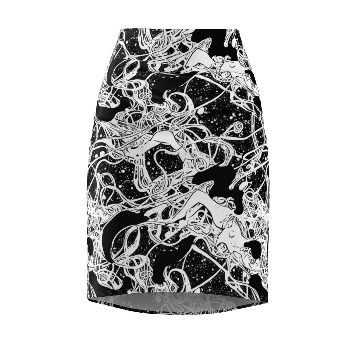 Chaos in Black on Pencil Skirt — Front