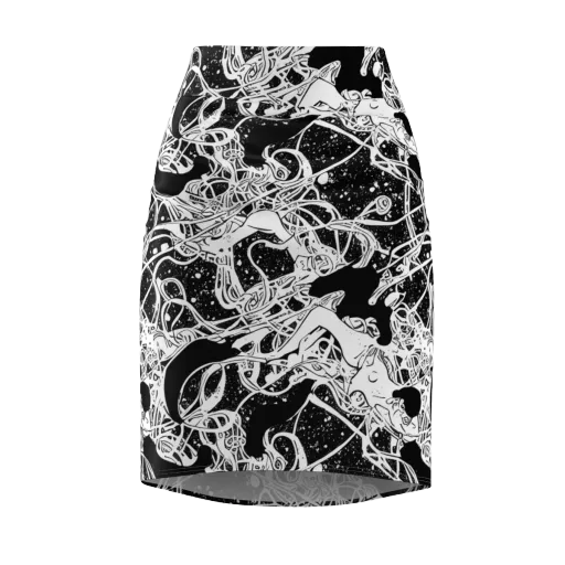 Chaos in Black on a Pencil Skirt