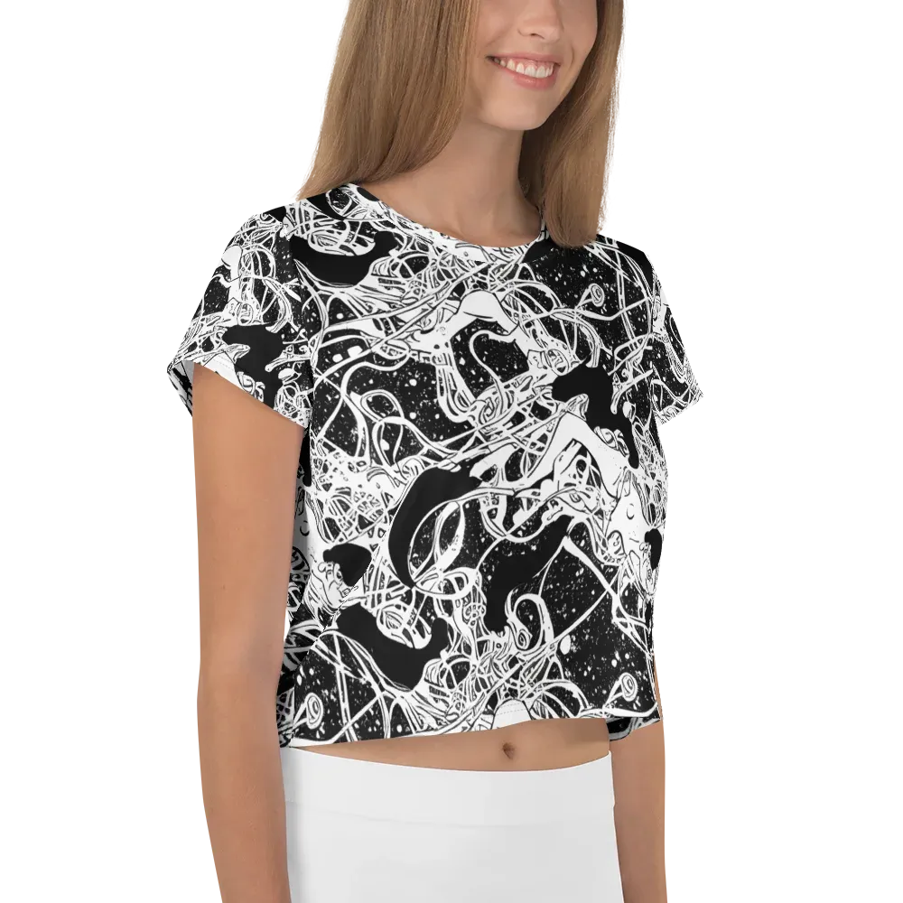 Chaos in Black on Crop Tee — Right