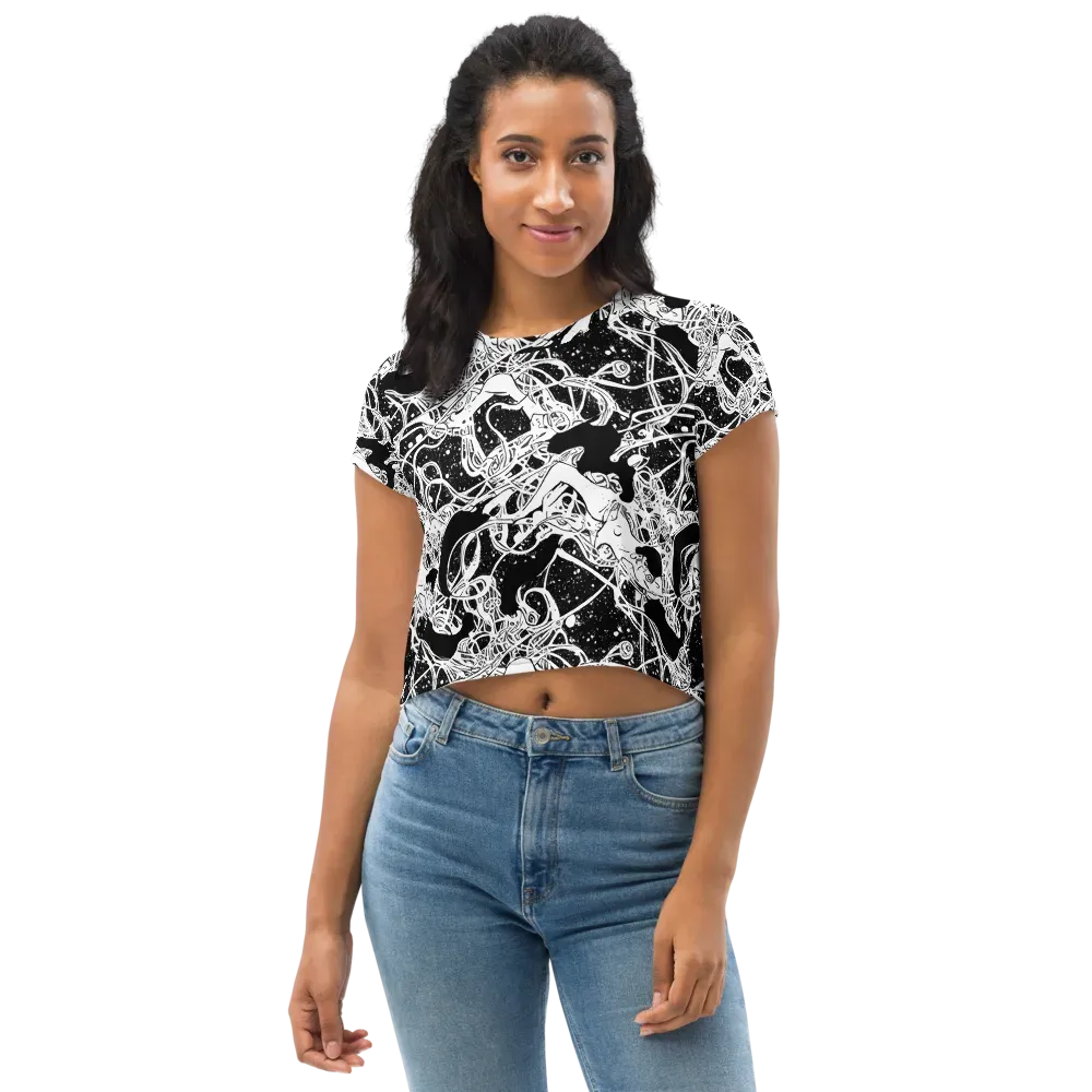 Chaos in Black on Crop Tee — Front