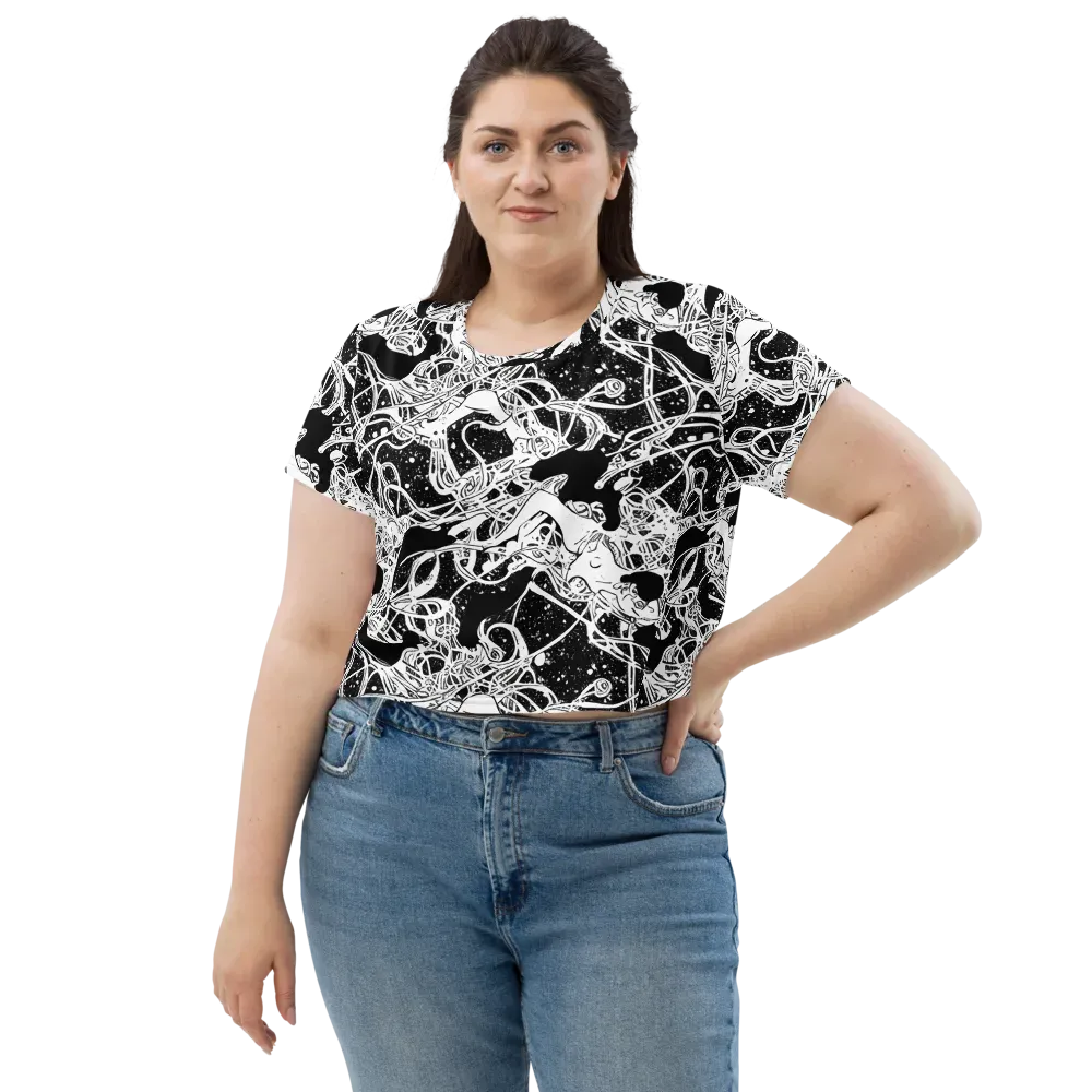 Chaos in Black on Crop Tee — Front