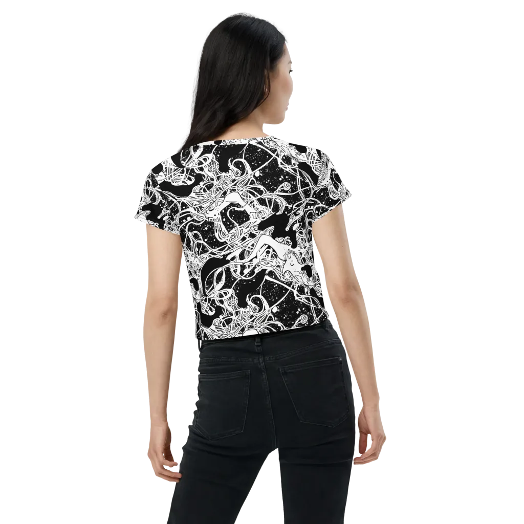 Chaos in Black on Crop Tee — Back