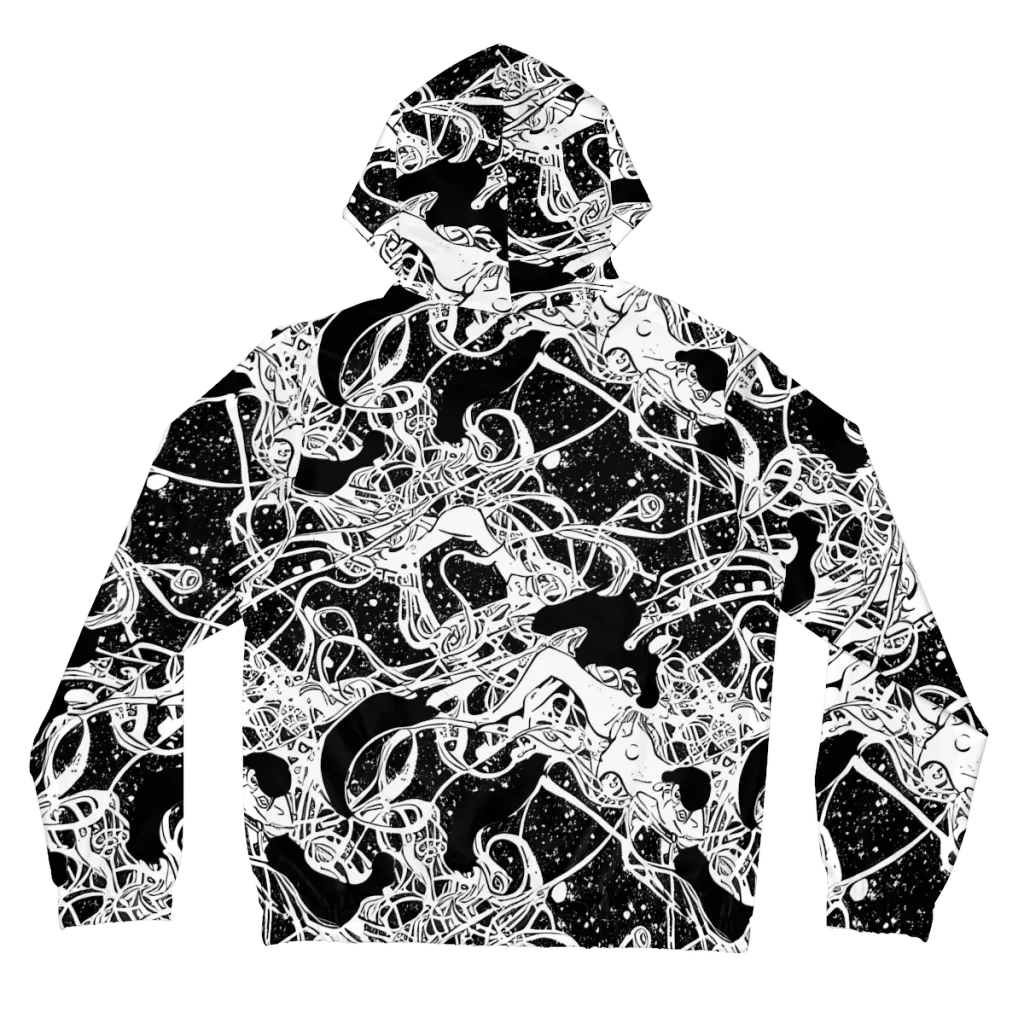 Chaos in Black on Women's Full-Zip Hoodie — Back
