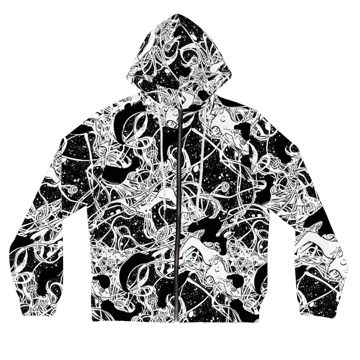 Chaos in Black on Women's Full-Zip Hoodie — Front