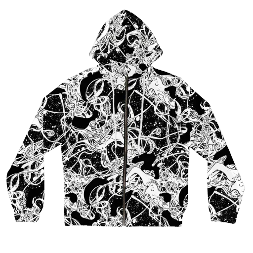 Chaos in Black on a Women's Full-Zip Hoodie