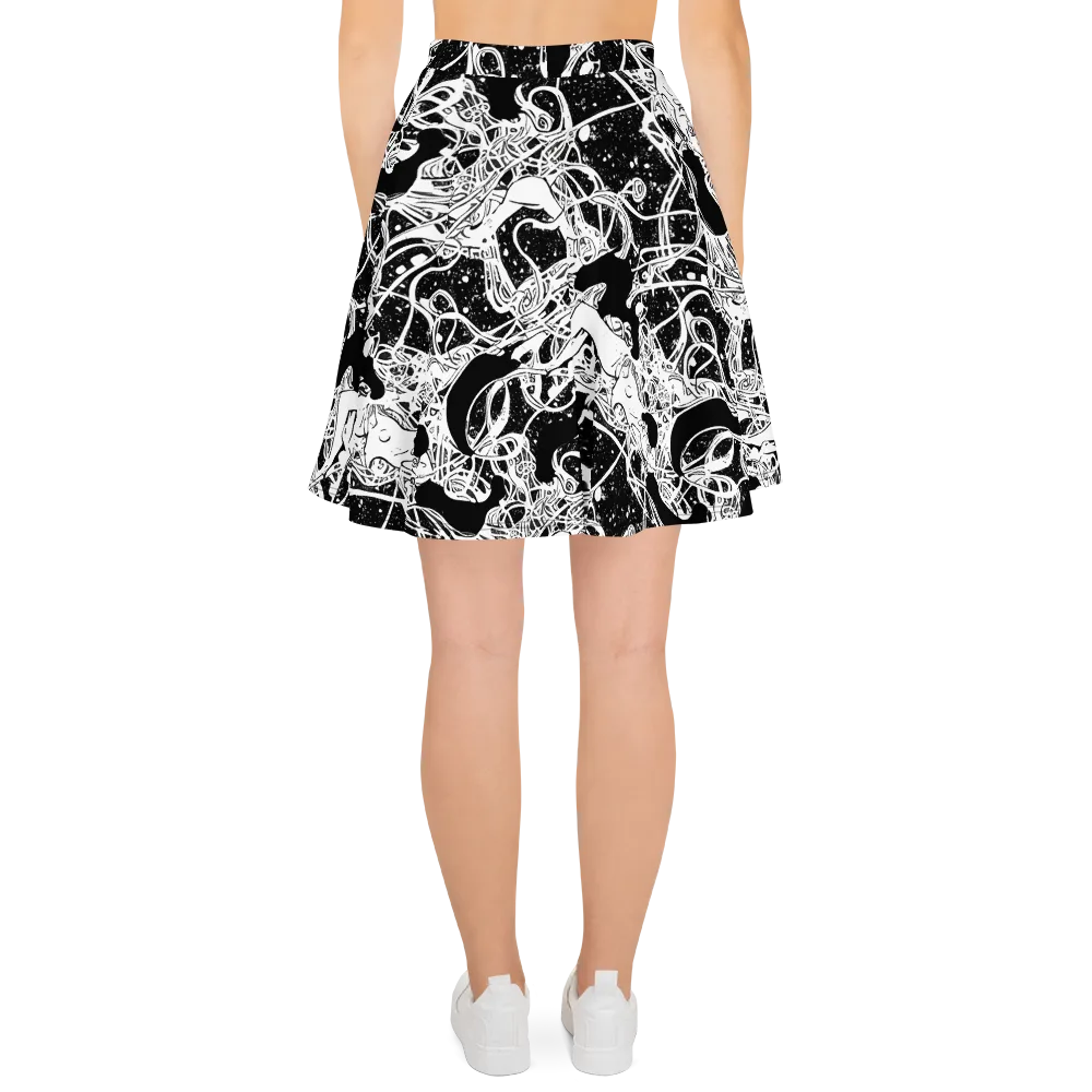 Chaos in Black on Skater Skirt — Back