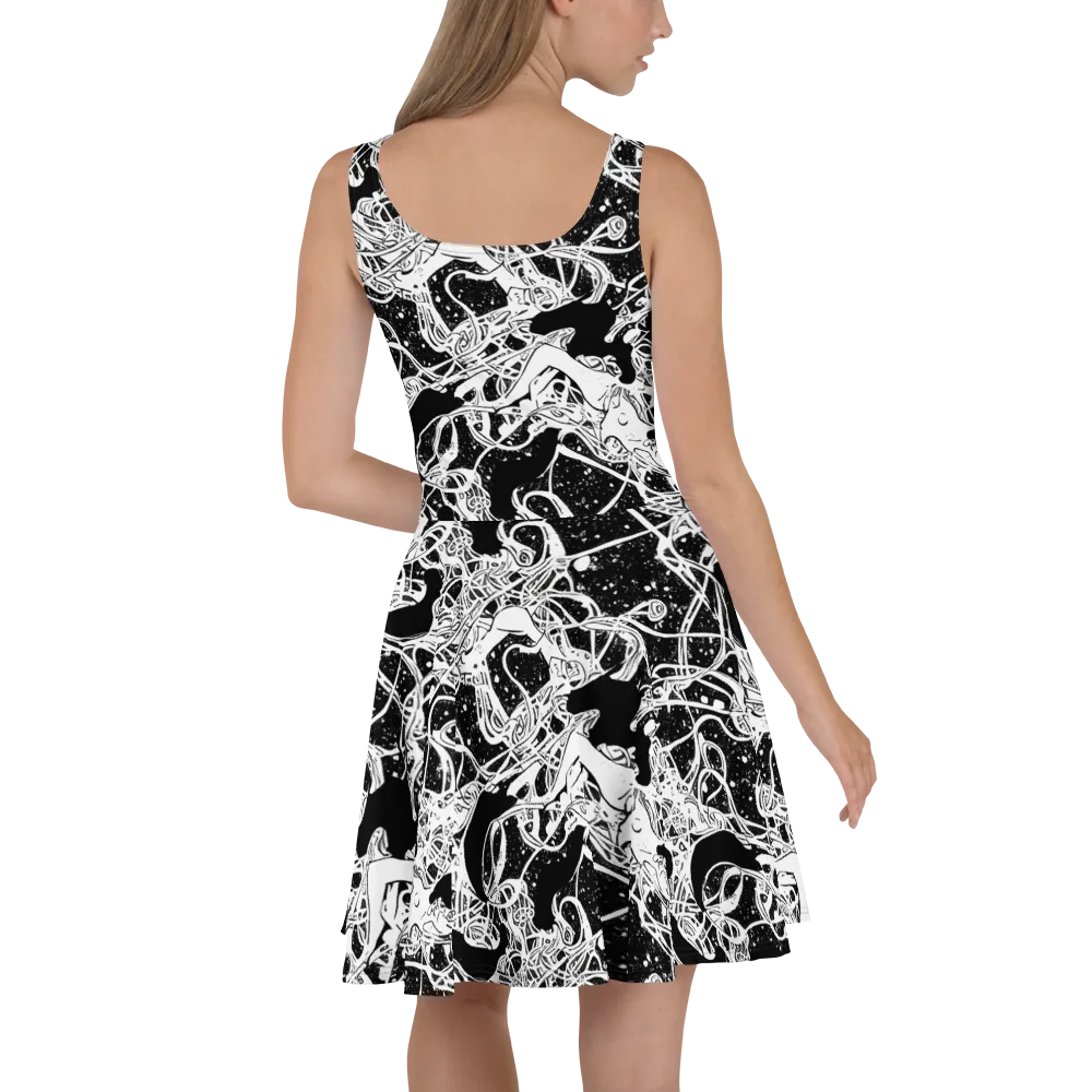 Chaos in Black on Skater Dress — Back