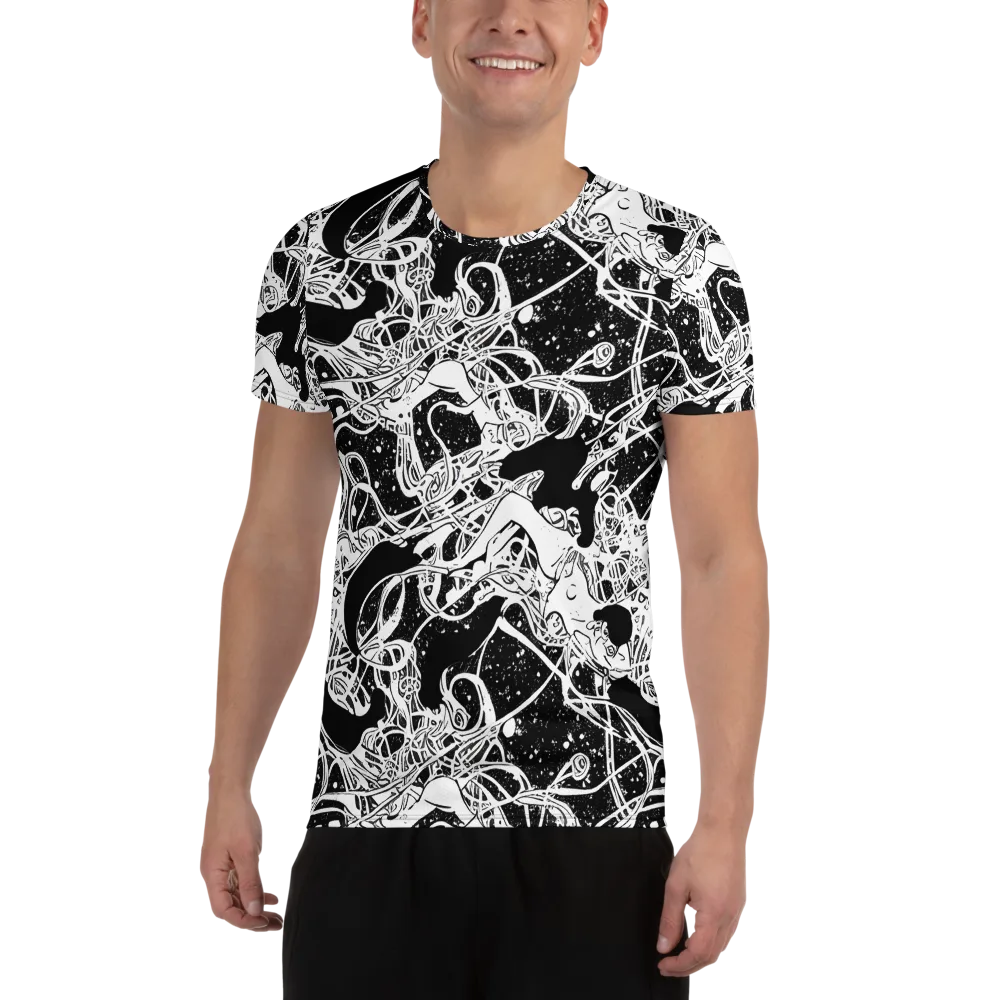 Chaos in Black on Men's Athletic T-Shirt — Front