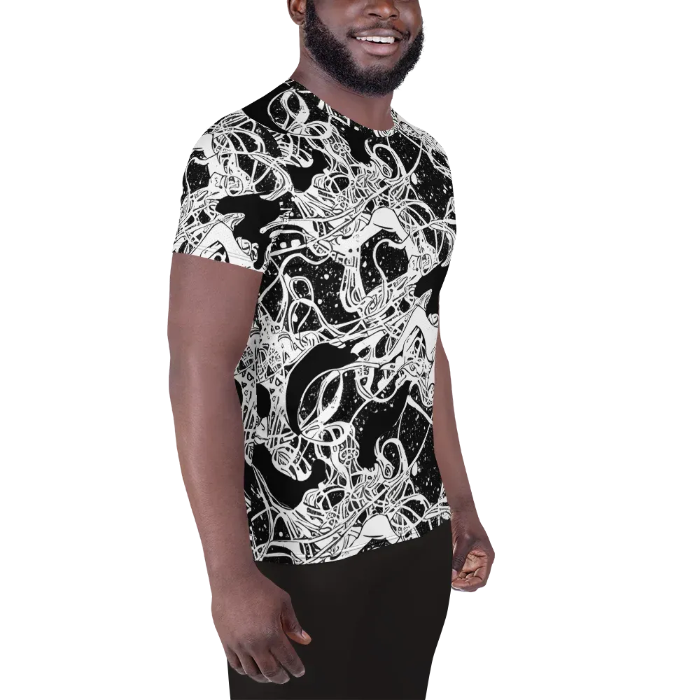Chaos in Black on Men's Athletic T-Shirt — Right