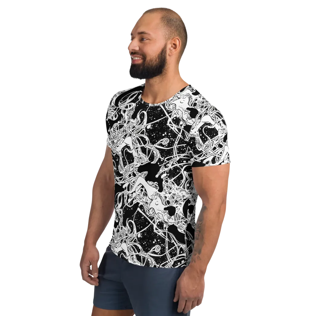 Chaos in Black on Men's Athletic T-Shirt — Left
