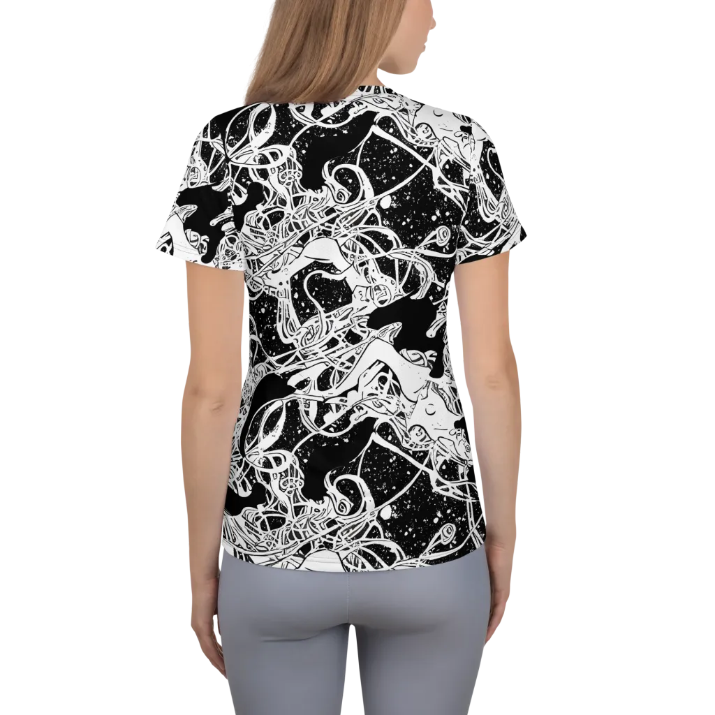 Chaos in Black on Women's Athletic T-Shirt — Back