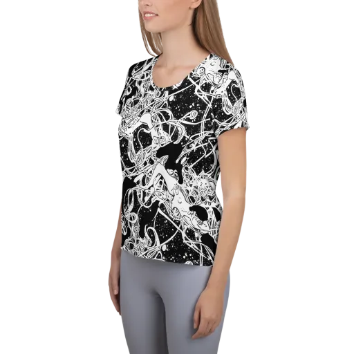 Chaos in Black on a Women's Athletic T-Shirt
