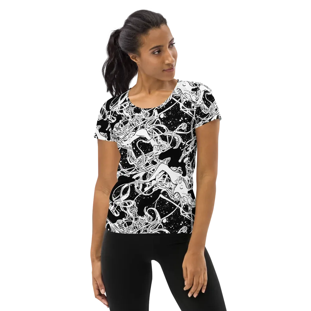 Chaos in Black on Women's Athletic T-Shirt — Front