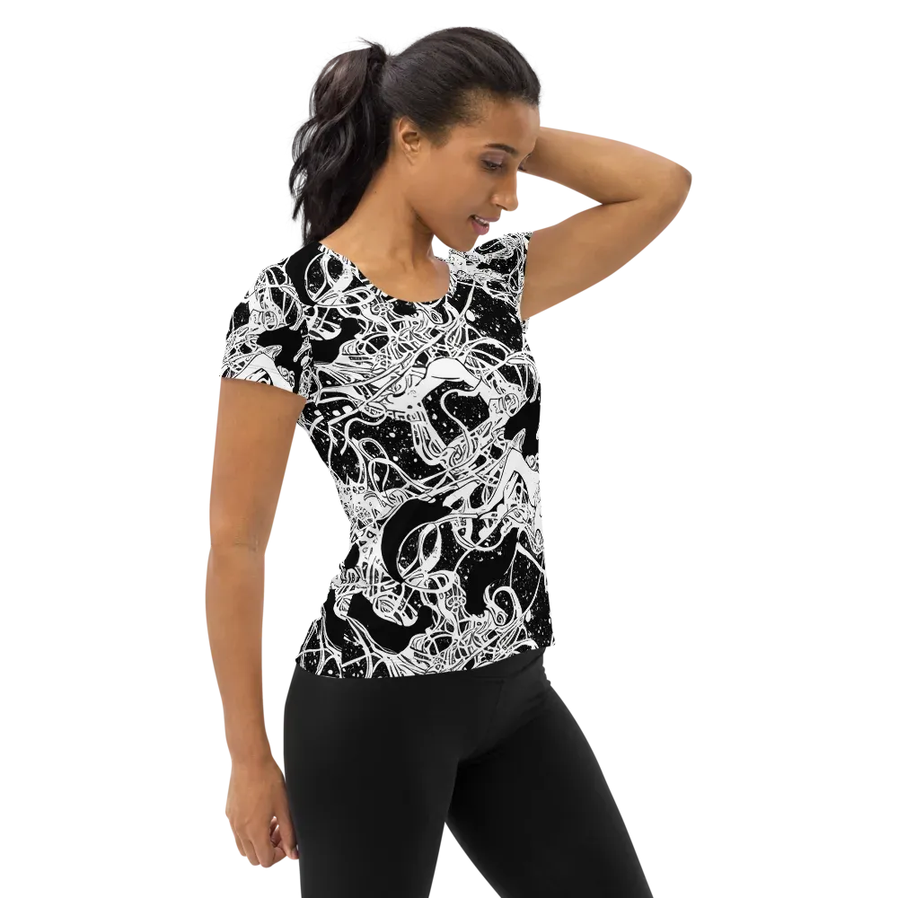 Chaos in Black on Women's Athletic T-Shirt — Right
