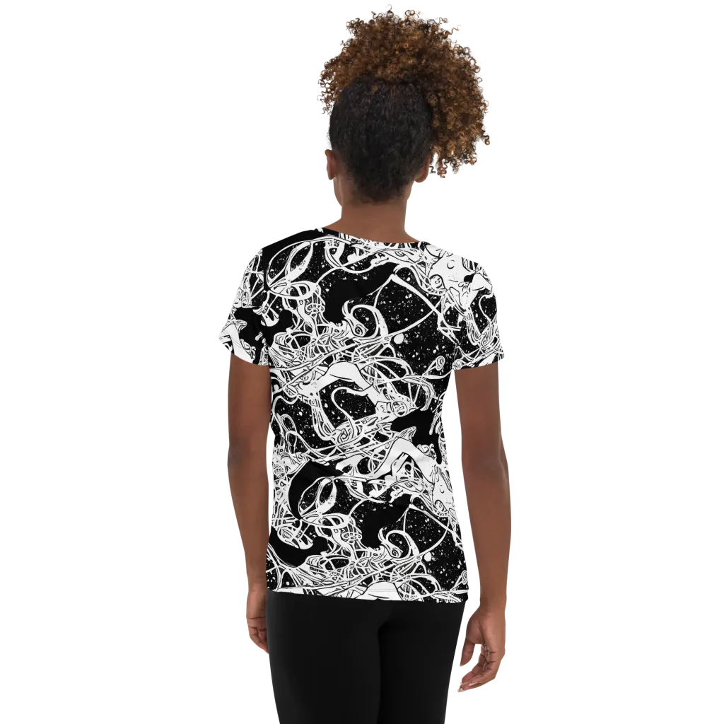 Chaos in Black on Women's Athletic T-Shirt — Back